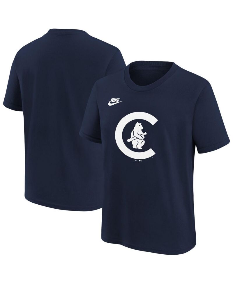 Big Boys and Girls Navy Chicago Cubs Cooperstown Collection Team Logo T-Shirt