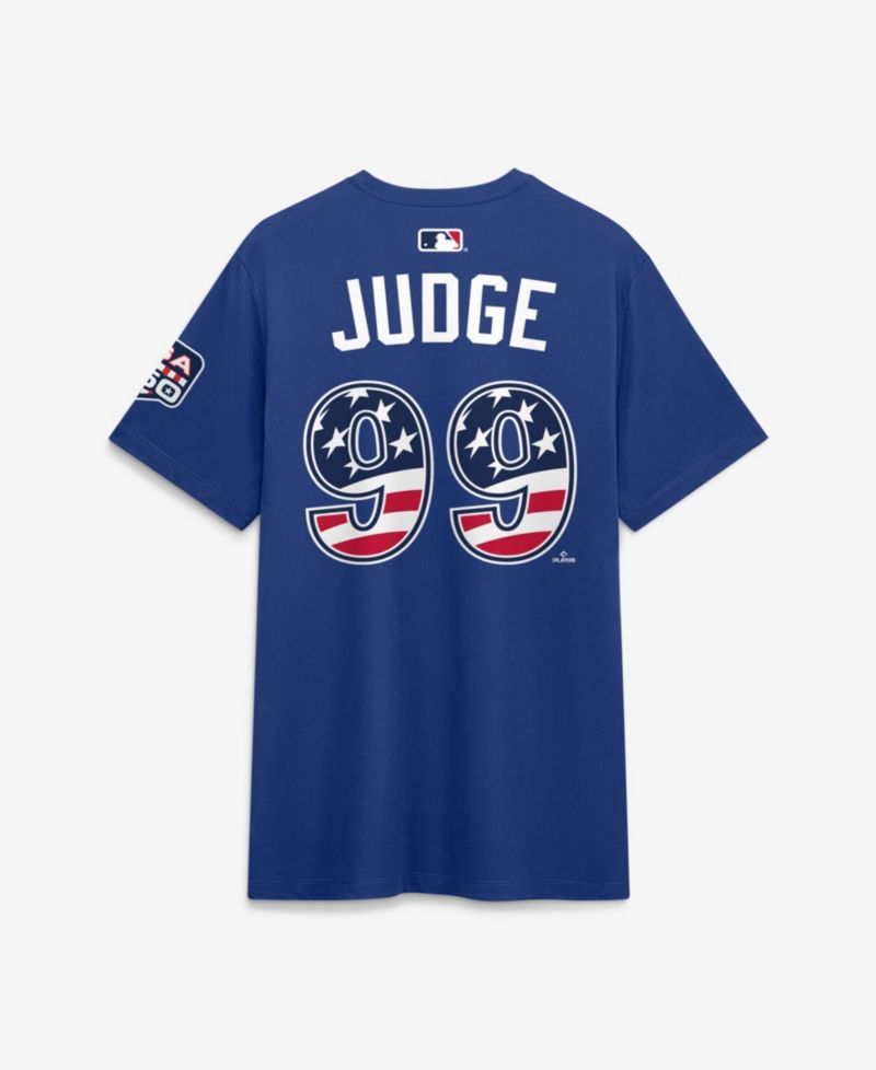 Men's 2026 All-Star Game American League Aaron Judge Rush Blue Name & Number T-Shirt