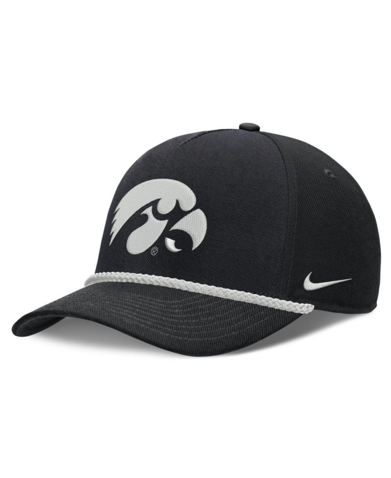 Men's and Women's Black Iowa Hawkeyes Rope Rise Adjustable Hat