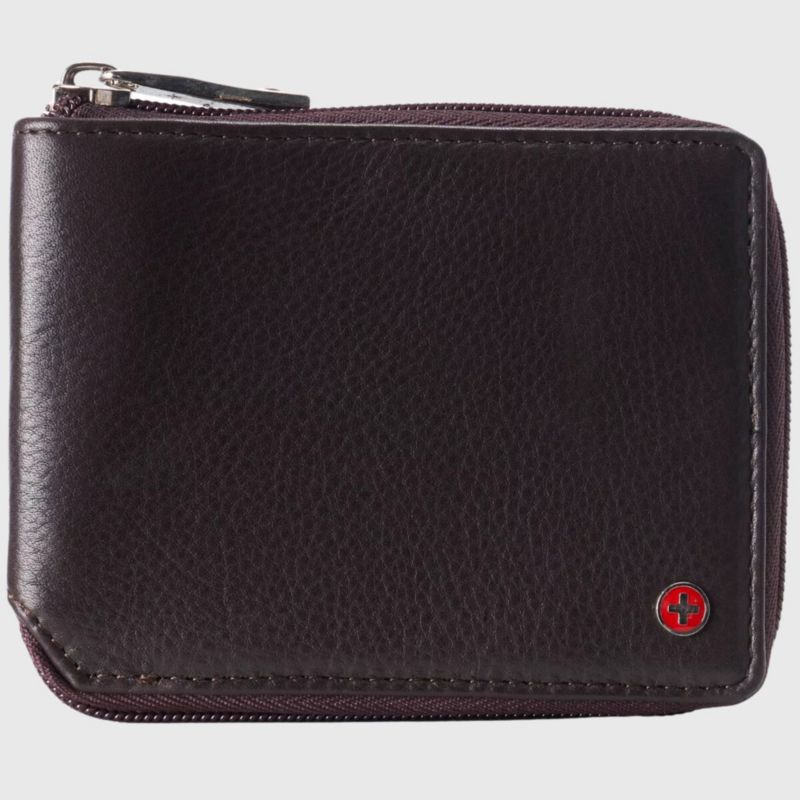 Men's Logan Zipper Bifold Wallet | All-Around Zip Closure | 13 Card Slots 2 Bill Sections | RFID Protected Premium Leather | Gift Box