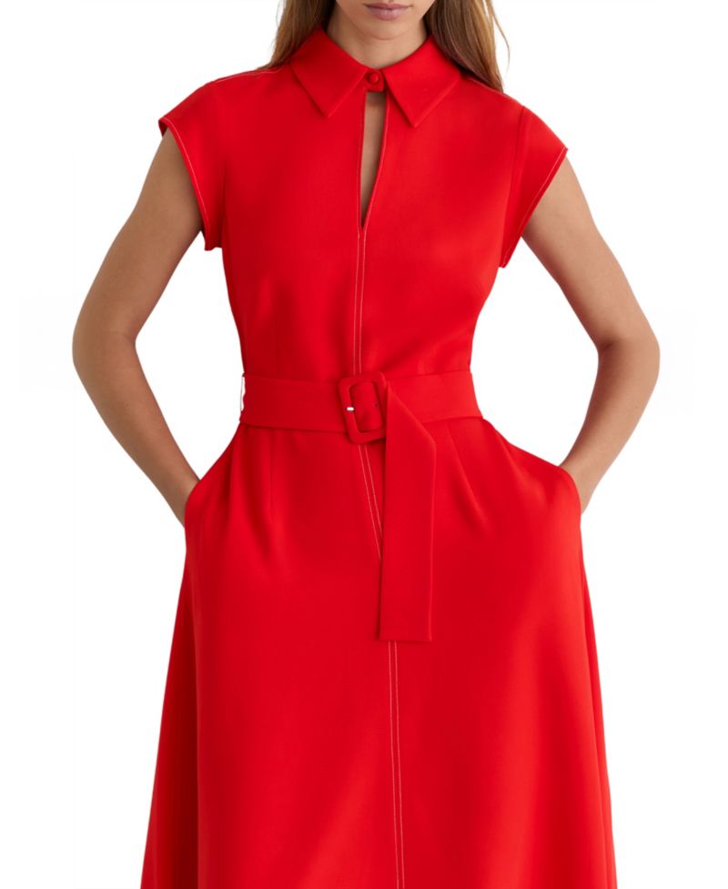 Women's Sloane Collared Belted A-Line Dress