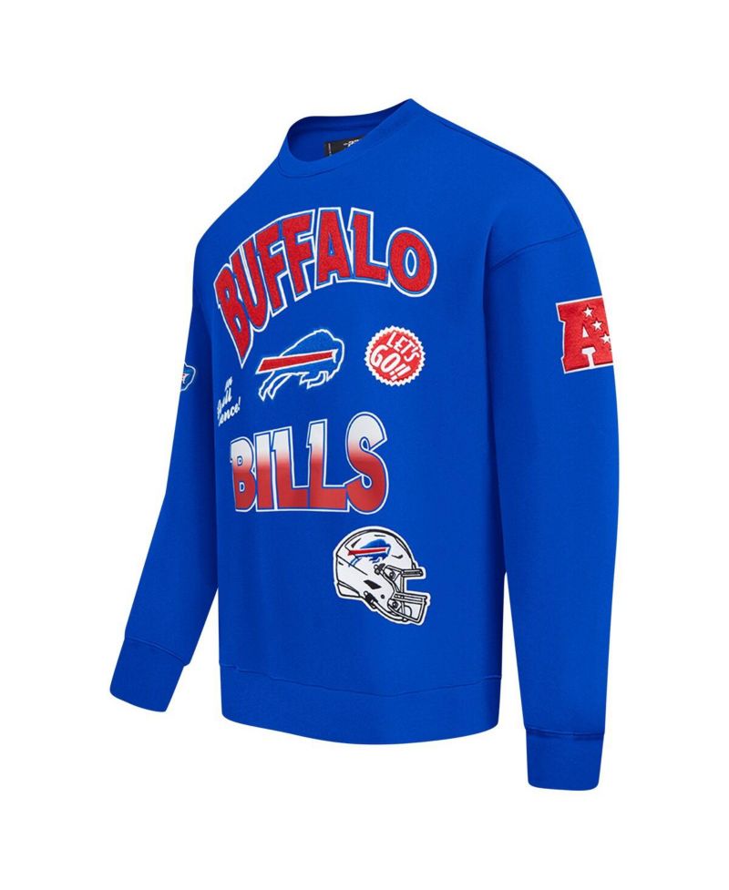 Men's Royal Buffalo Bills Turn It Up Drop Shoulder Pullover Sweatshirt