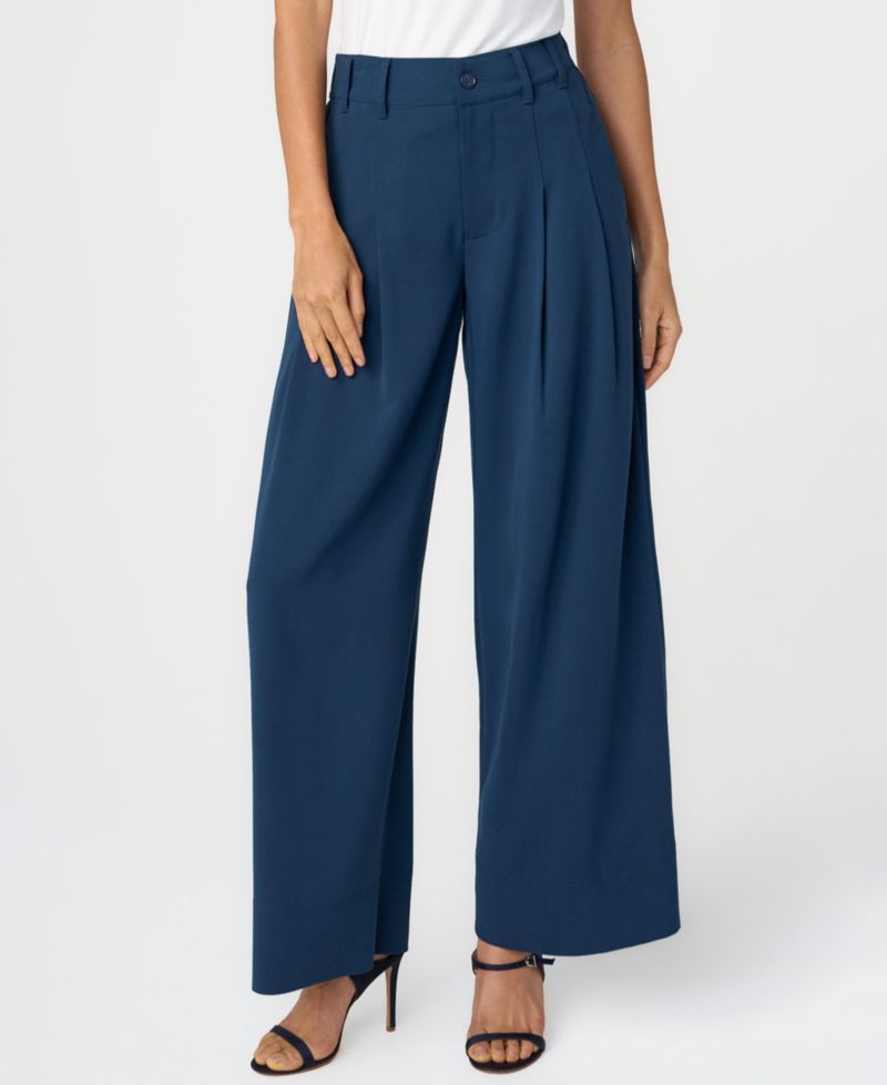 Petite High-Rise Pleated Wide-Leg Trousers