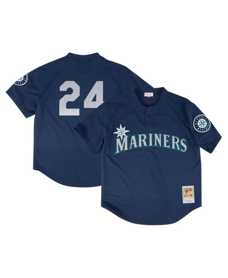 Men's Profile Navy Seattle Mariners Big & Tall Cooperstown Collection Mesh Batting Practice Jersey