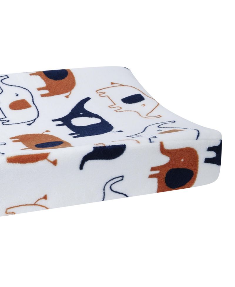 Lambs and Ivy Playful Elephant White/Blue Baby/Infant Changing Pad Cover