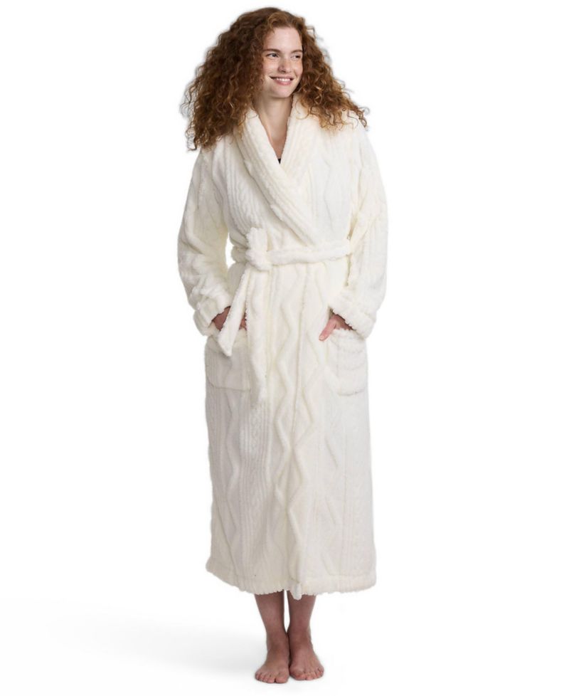 Women's Cozy Cable Plush Fleece Robe