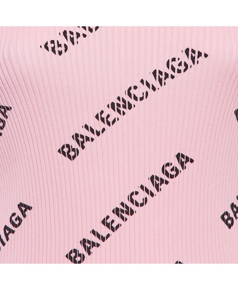 Women's Pink Logo Print Rib Knit Bodycon Dress