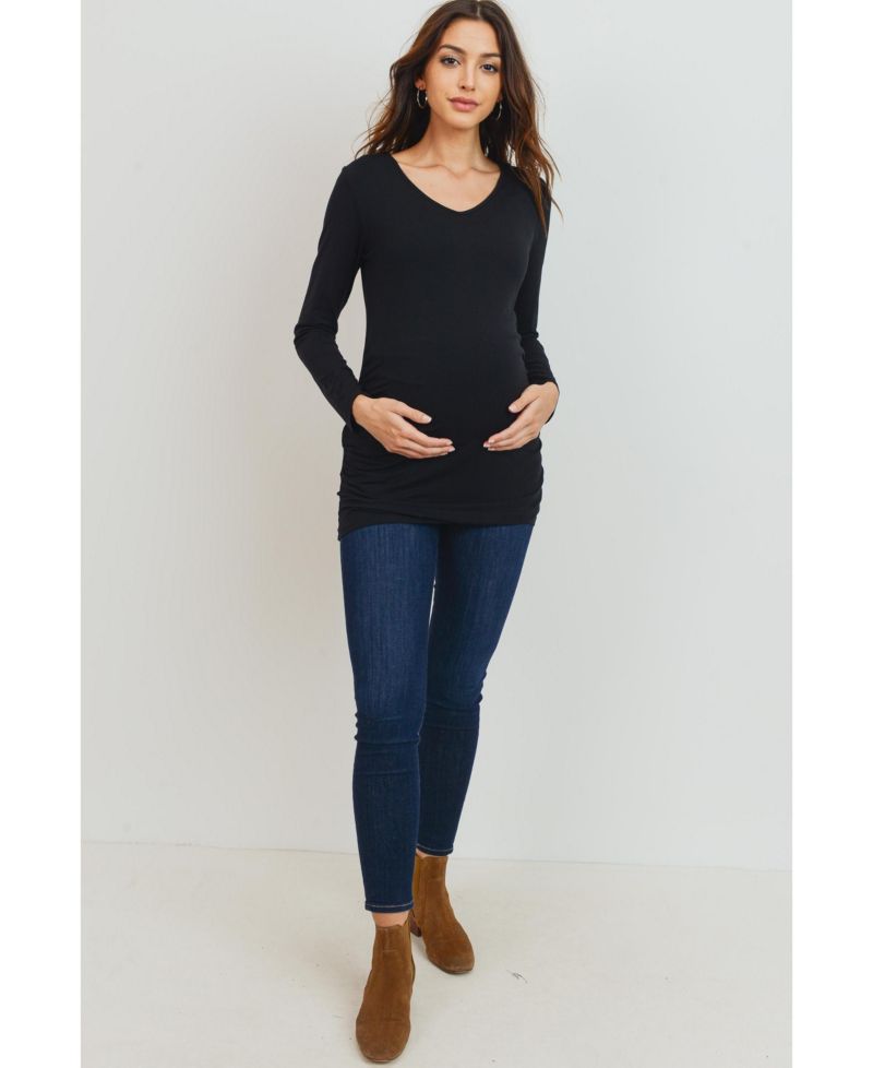 Maternity Casual Side Ruched Long Sleeve Top