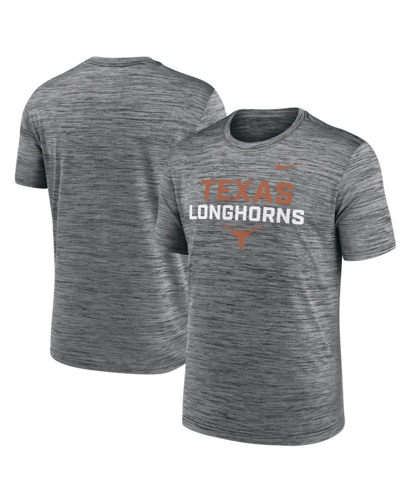 Men's Anthracite Texas Longhorns Campus Center Stack Velocity Performance T-Shirt