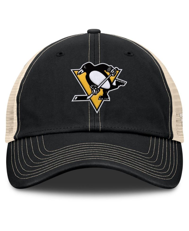 Men's Black/Natural Pittsburgh Penguins Rival Trucker Adjustable Hat