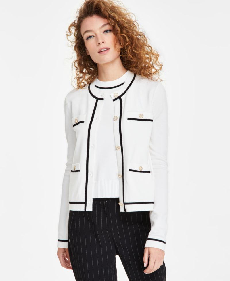 Women's Four-Pocket Crewneck Cardigan