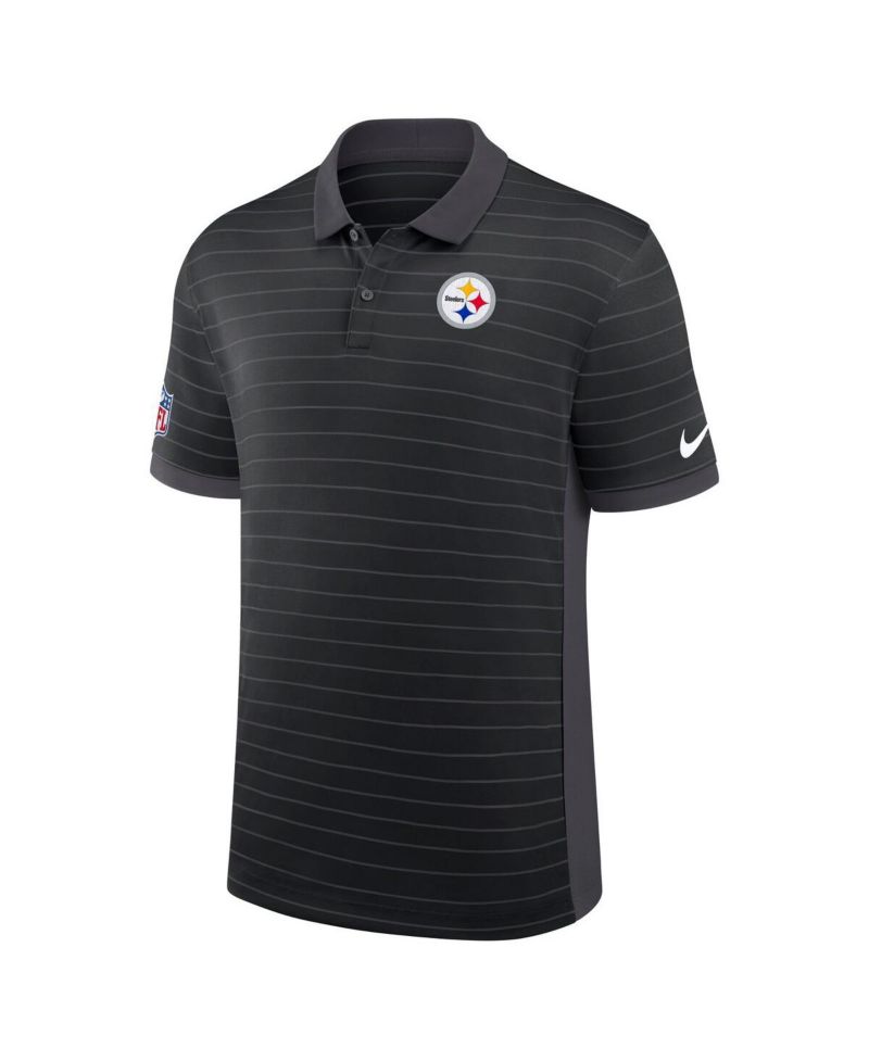 Men's Black Pittsburgh Steelers Sideline Victory Stripe Performance Polo Shirt