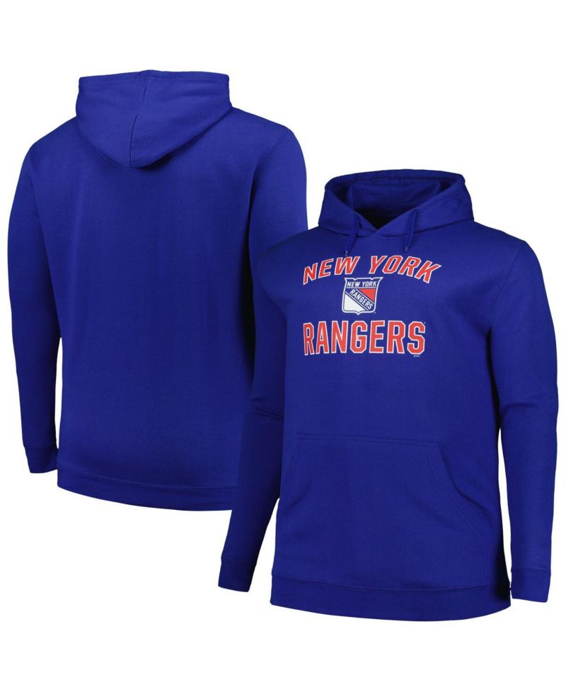 Men's Blue New York Rangers Big & Tall Arch Over Logo Pullover Hoodie