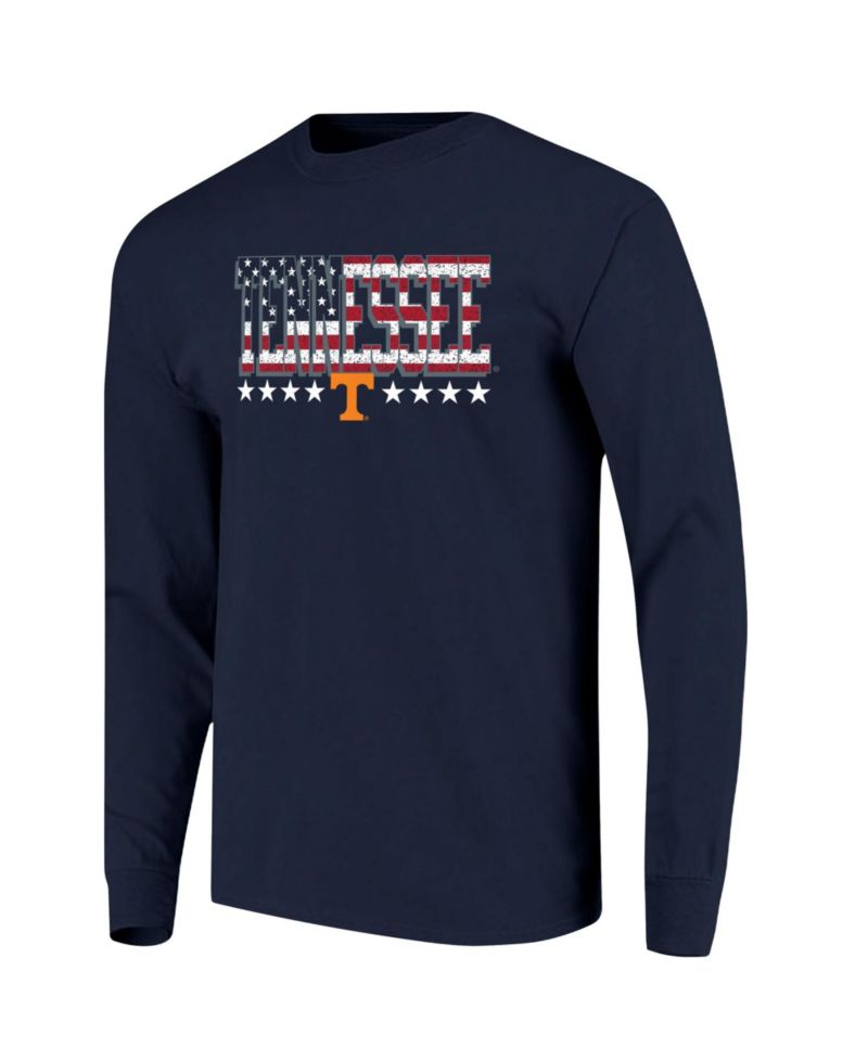 Men's Navy Tennessee Tall Type Flag Long Sleeve T-Shirt