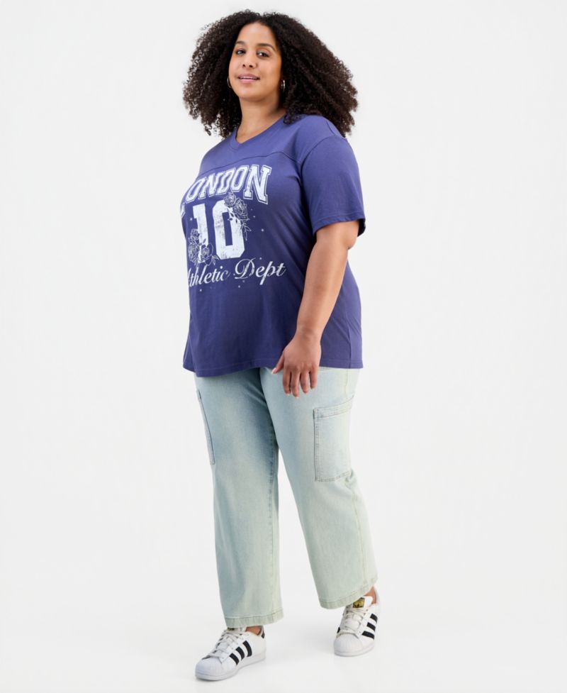Trendy Plus Size Short-Sleeve London 10 Graphic Varsity Boyfriend Tee