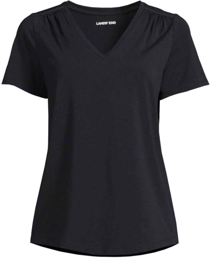 Plus Size Short Sleeve Lightweight Jersey Gathered Shoulder T-Shirt