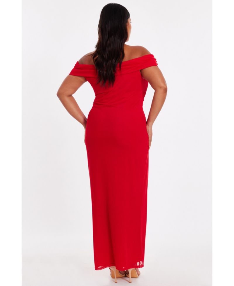 Women's Mesh Ruched Midaxi Dress