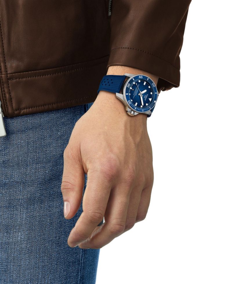 Men's Seastar Blue Rubber Strap Watch 44mm