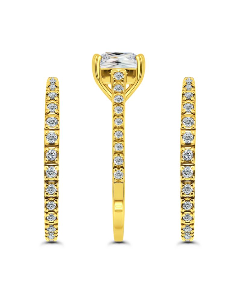 Macy's Cubic zirconia (3 3/4 ct.t.w.) 3-Pc. Set Square Cut Cubic Zirconia Band Rings