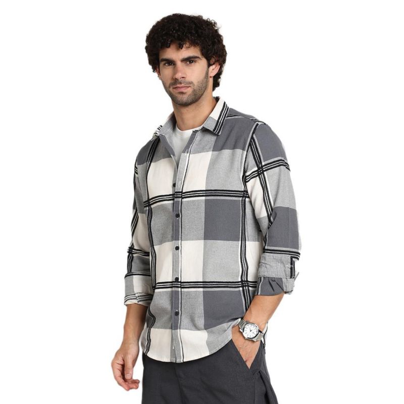 Men's Coin Grey Overlap Buffalo Shirt
