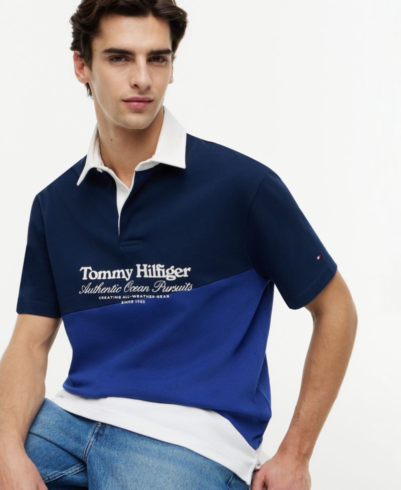 Men's Graphic Color-Block Polo Shirt
