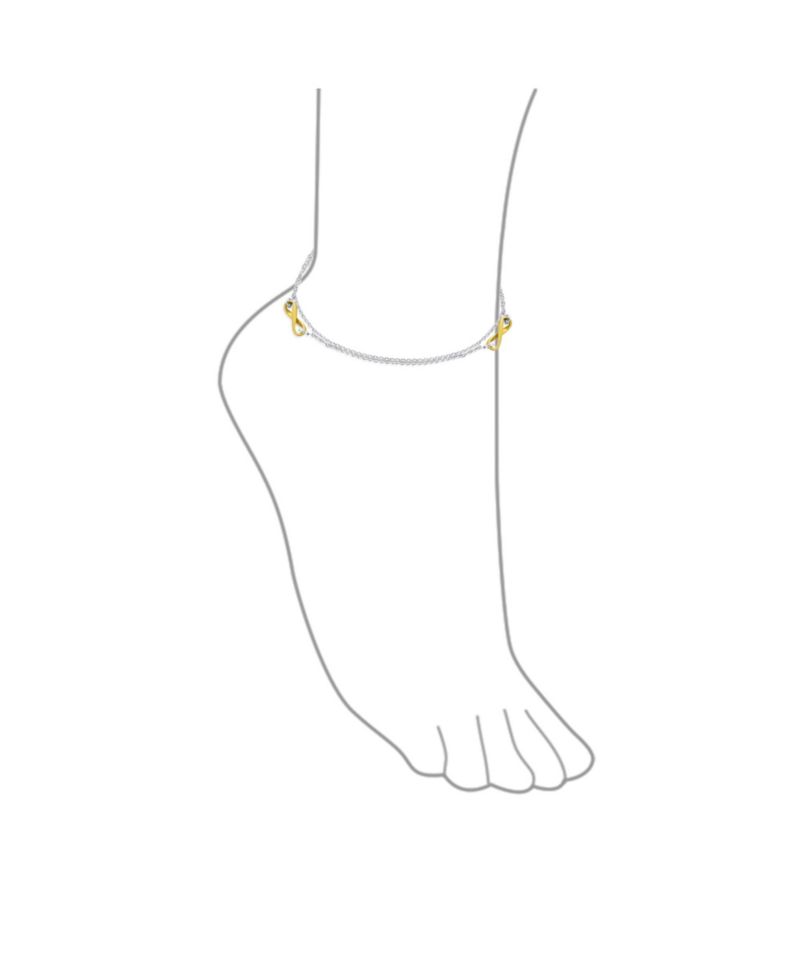 Infinity Charm Anklet Ankle Bracelet Double Strand Gold Plated .925 Silver