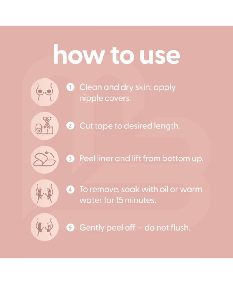 Boob Lift Tape for Women Invisible Sweat Proof Stretchable Bra Tape for Strapless Dresses with Silicone Nipple Covers