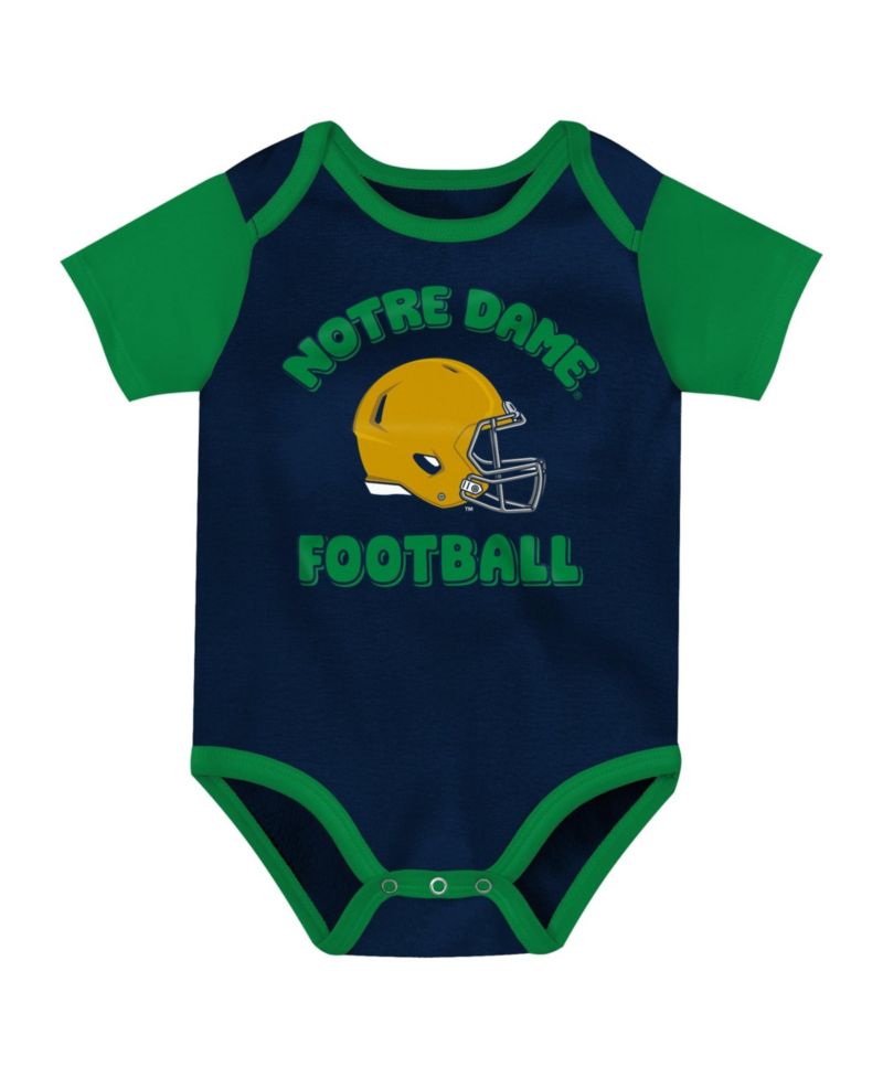 Baby Boys and Girls Navy Notre Dame Fighting Irish Star Player Three-Piece Bodysuit Set