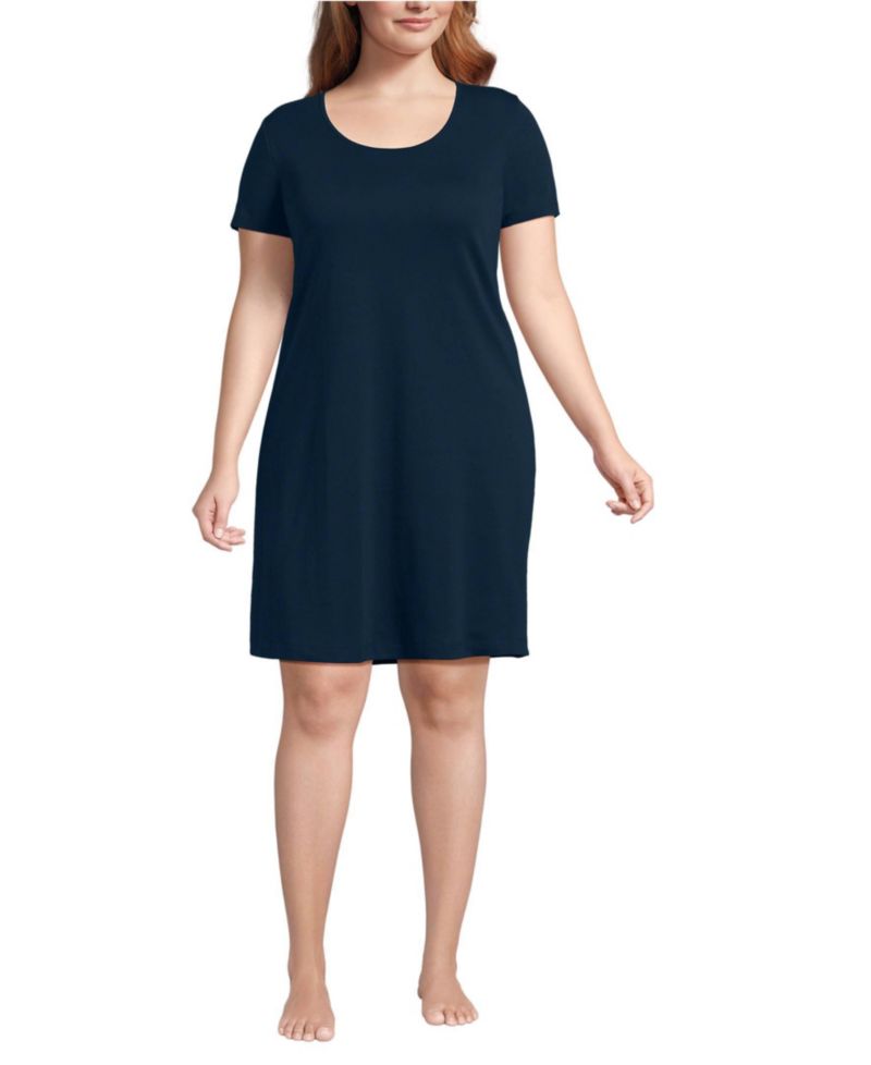Plus Size Cotton Short Sleeve Knee Length Nightgown