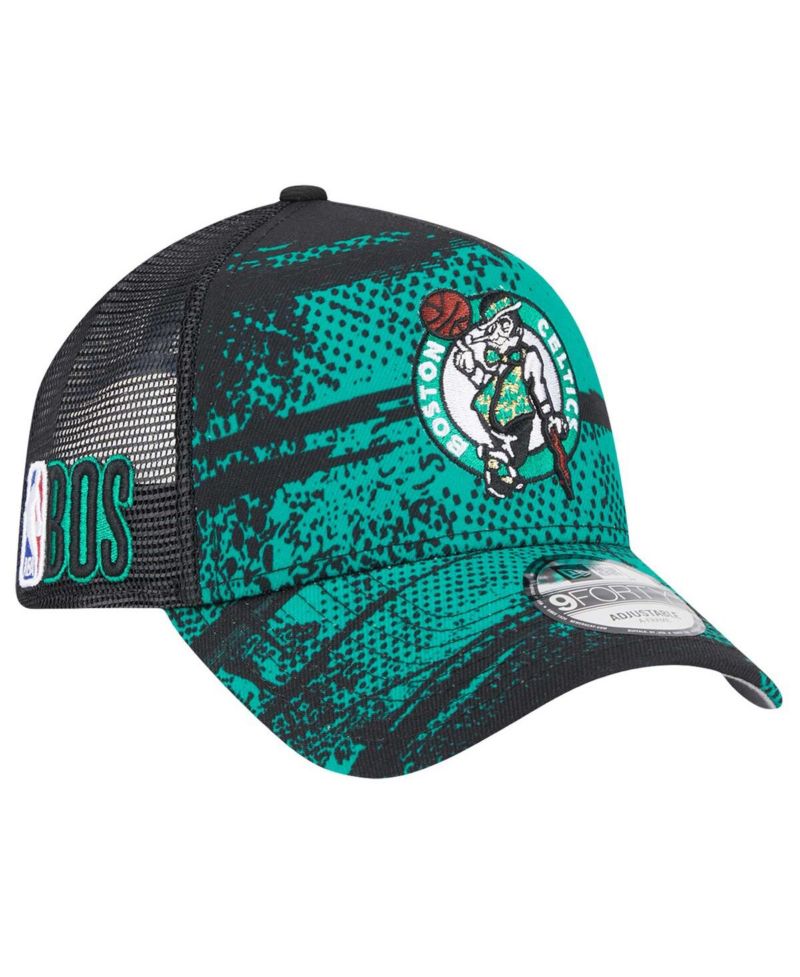 Men's Black/Kelly Green Boston Celtics Tip Off A-Frame Trucker 9FORTY Adjustable Hat