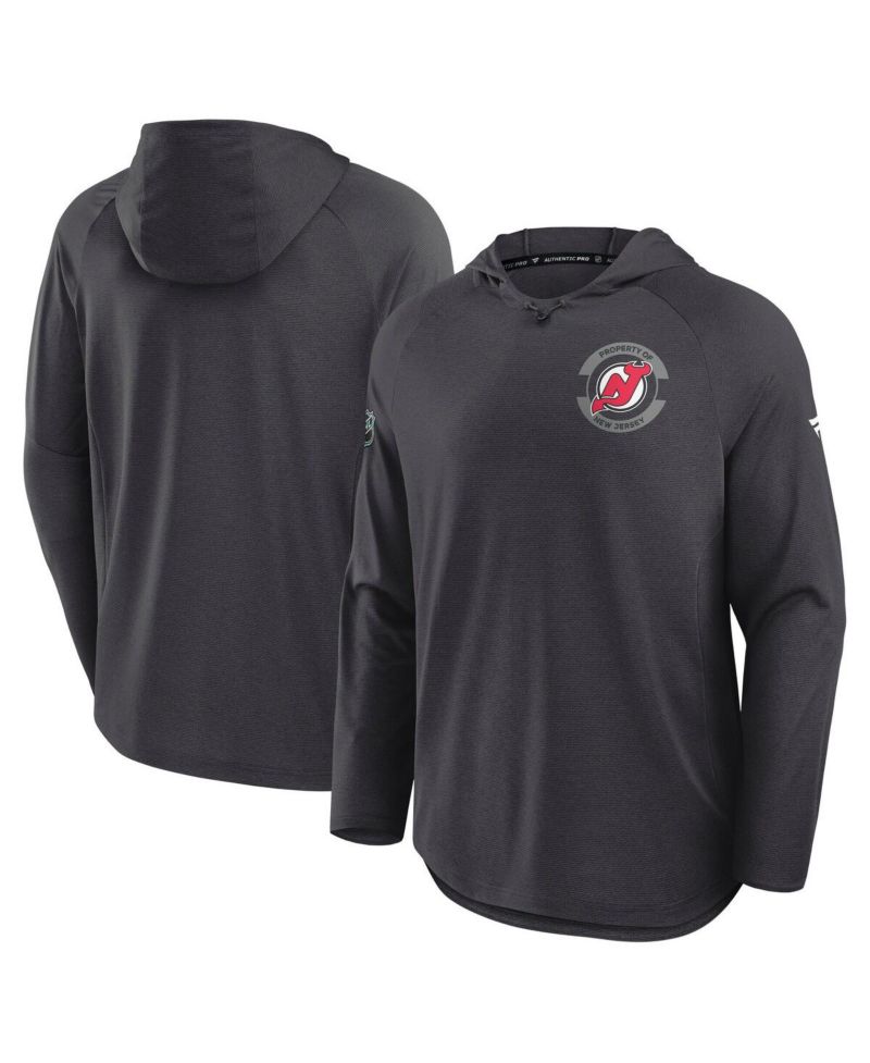 Men's Charcoal New Jersey Devils Authentic Pro Rink Raglan Hoodie