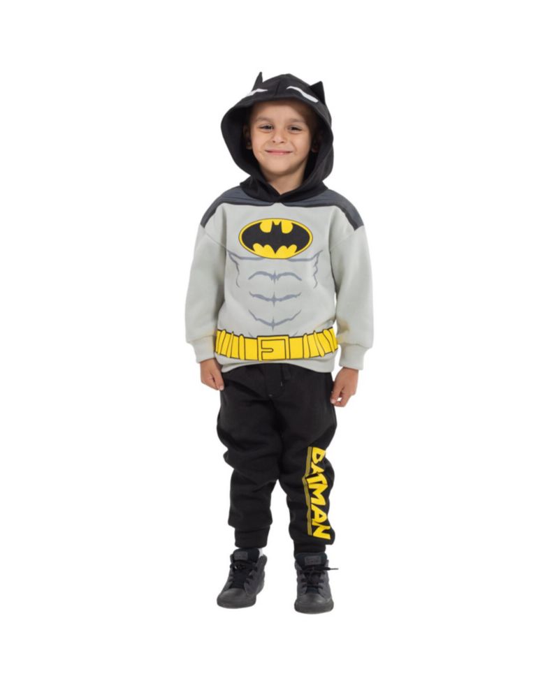 Little Boys 6-20 Superman Batman Fleece Pullover Hoodie and Pants Outfit Set