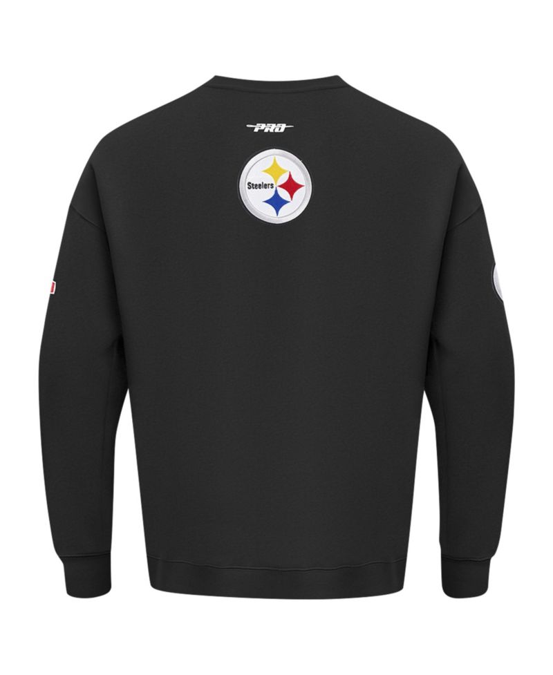Men's Black Pittsburgh Steelers Turn It Up Drop Shoulder Pullover Sweatshirt