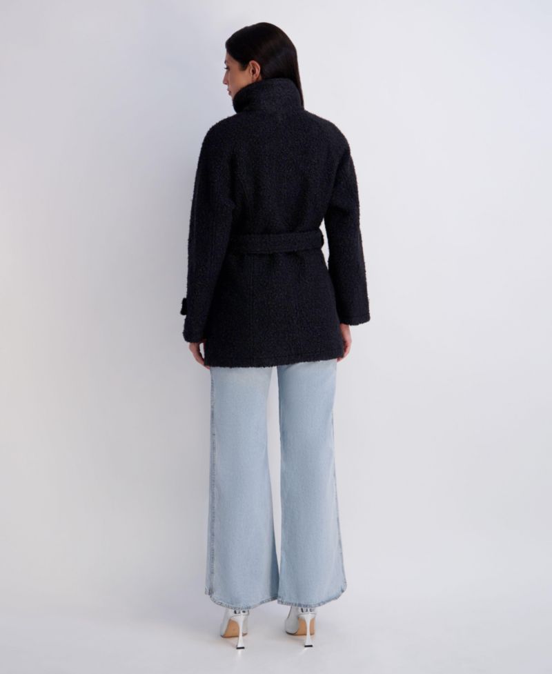 Women's Belted Faux-Boucle Jacket