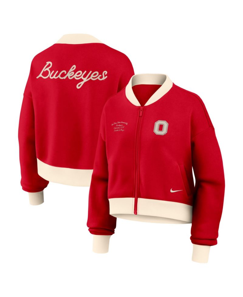Women's Ohio State Buckeyes Oversized Cropped Fleece Bomber Jacket