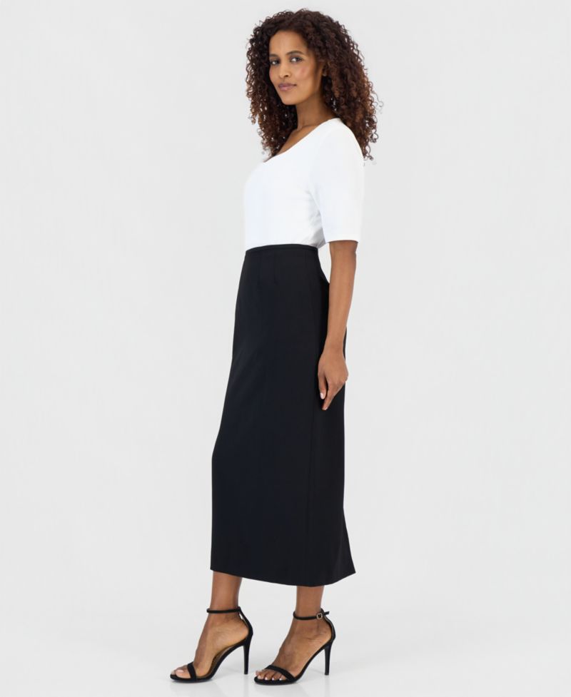 Women's Stretch Crepe Column Midi Skirt