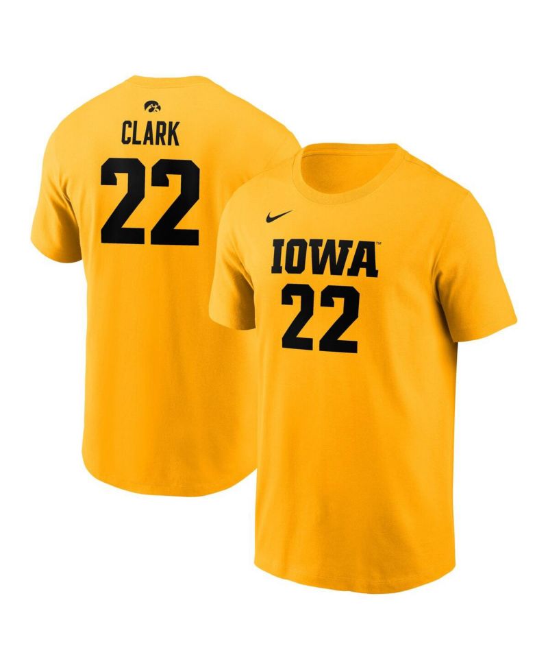 Men's and Women's Caitlin Clark Gold Iowa Hawkeyes Retired Player Name & Number T-Shirt