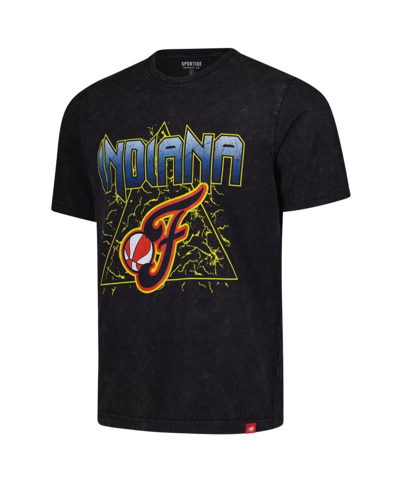Men's and Women's Black Indiana Fever Rock Roll Collection Angus Mineral Wash T-Shirt