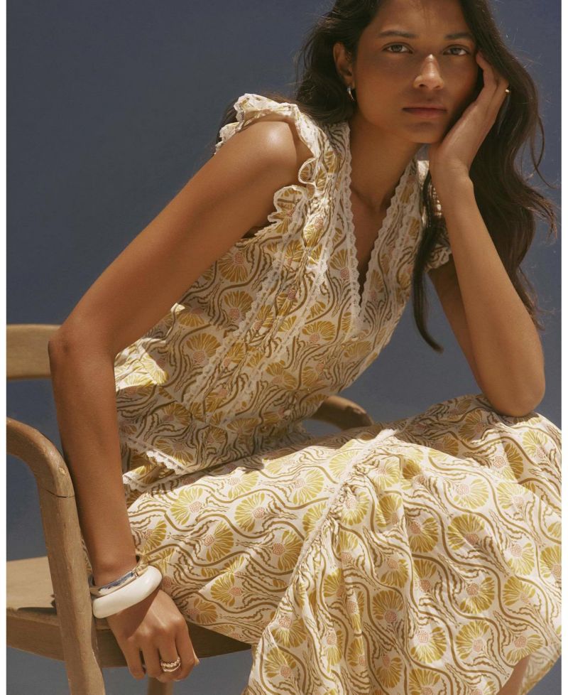 Women's Floral-Print V-Neck Peplum Cotton Top
