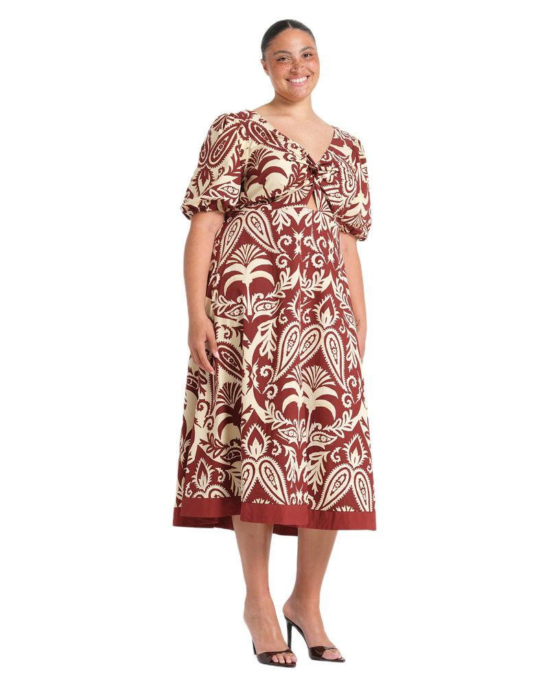 Women's Aurela Cotton Print Twist Midi Dress