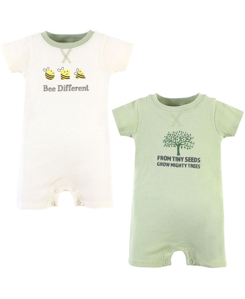 Baby Boys Unisex 2 Pack of Natural Rompers