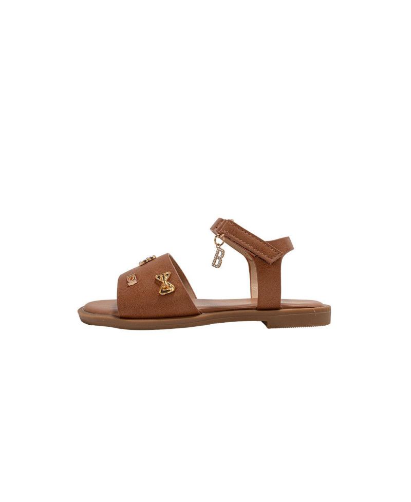 Little Girls Fashion Sandals - Dressy Shoes with Decorative Metal Charms