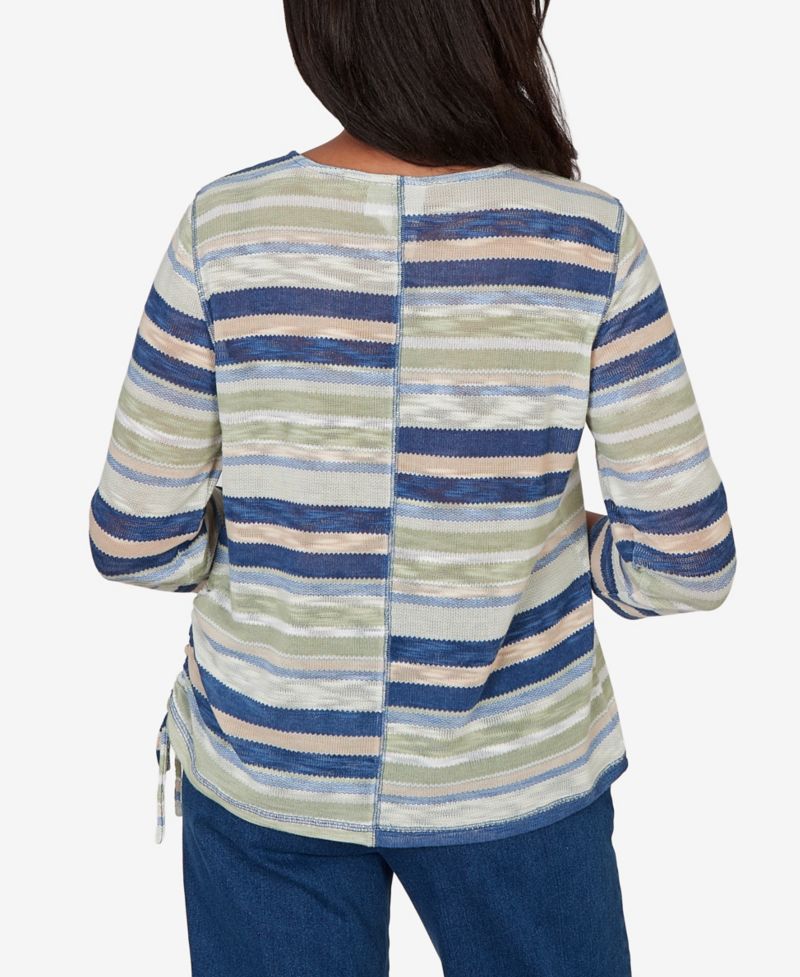 Petite Spliced Multi Stripe Knit Top