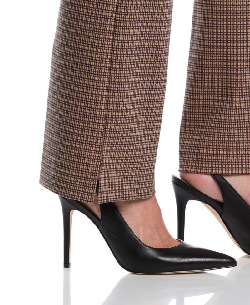 Petite Plaid Print Ponte Bootcut Pants