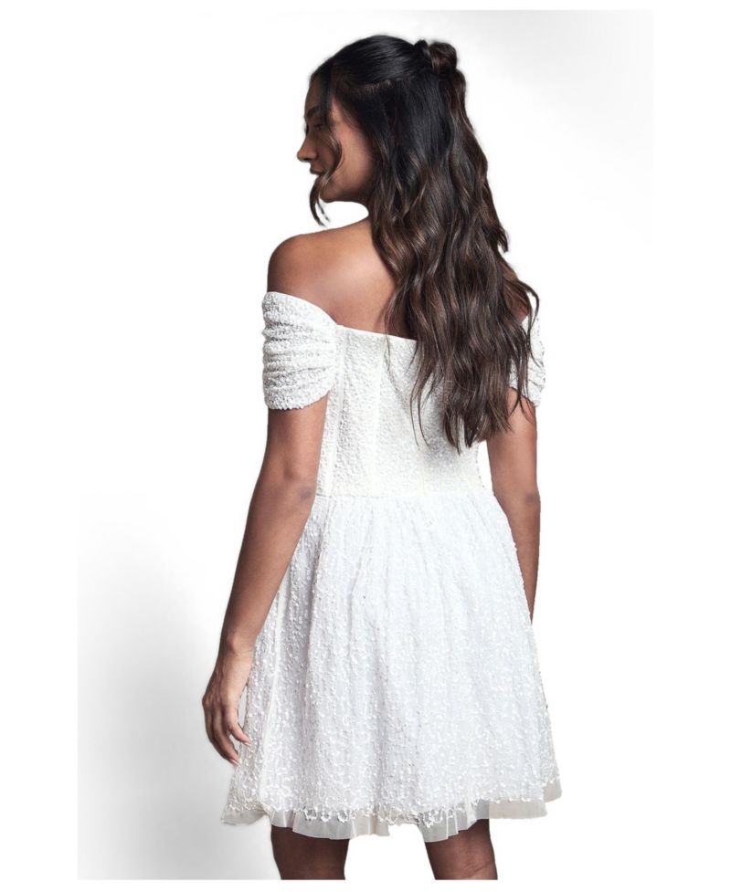 Women's Bardot Embellished Bridal Mini Dress