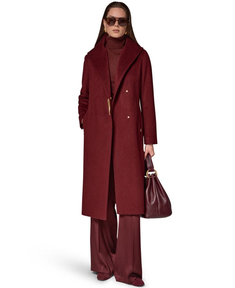 Women's Belted Wrap Wool-Blend Coat