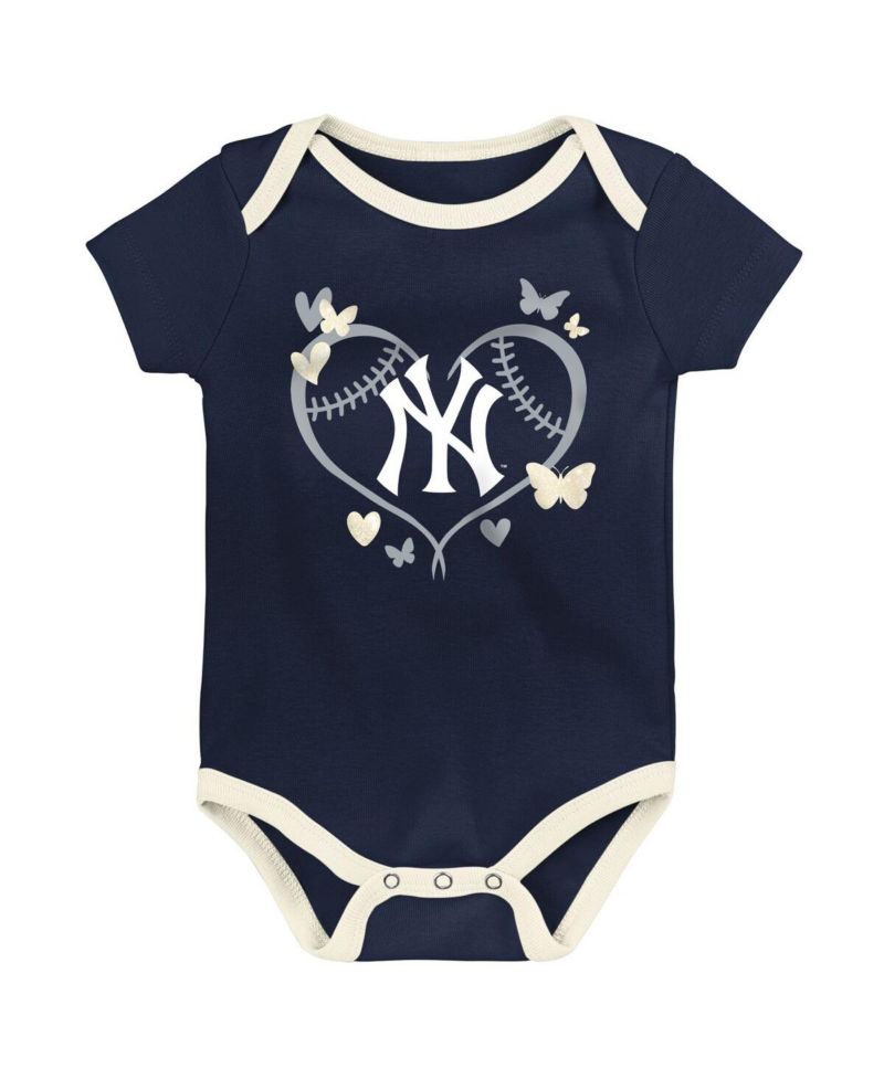 Baby Boys and Girls New York Yankees Home Team 3-Pack Bodysuit Set