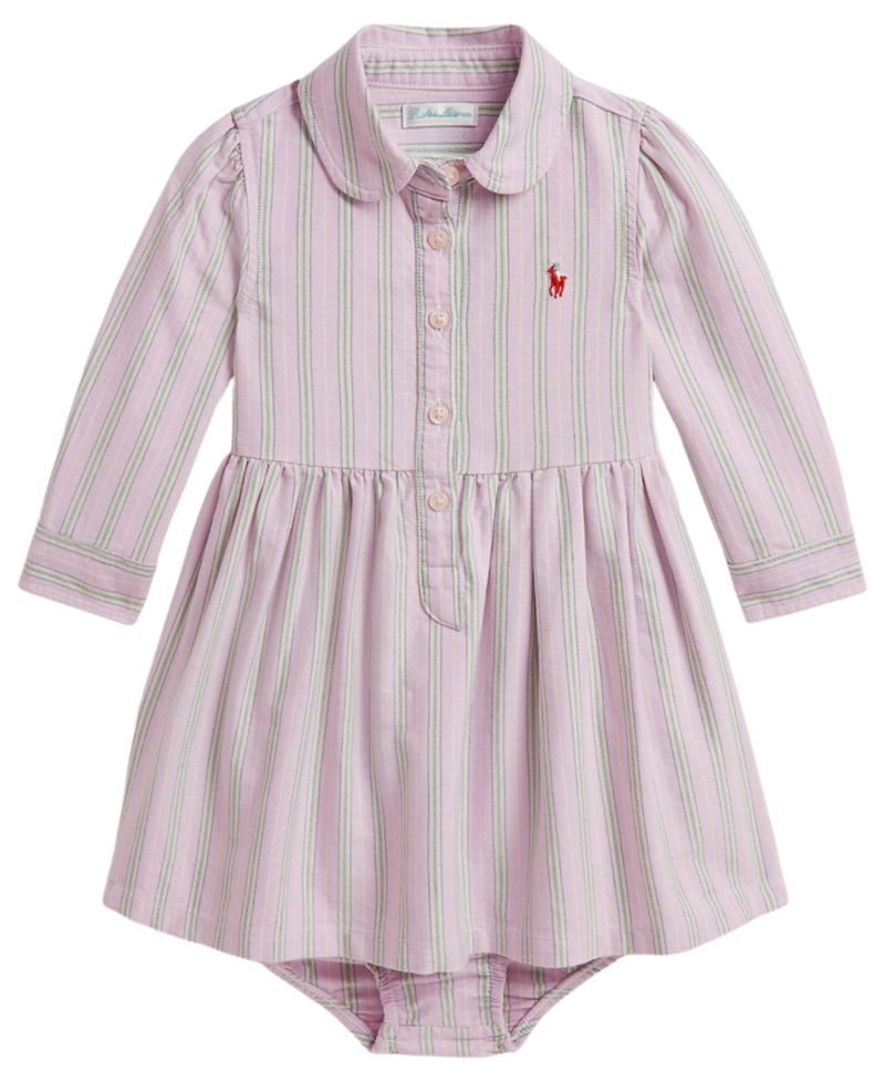 Baby Girls' Striped Cotton Shirtdress and Bloomer, 2-Piece Set