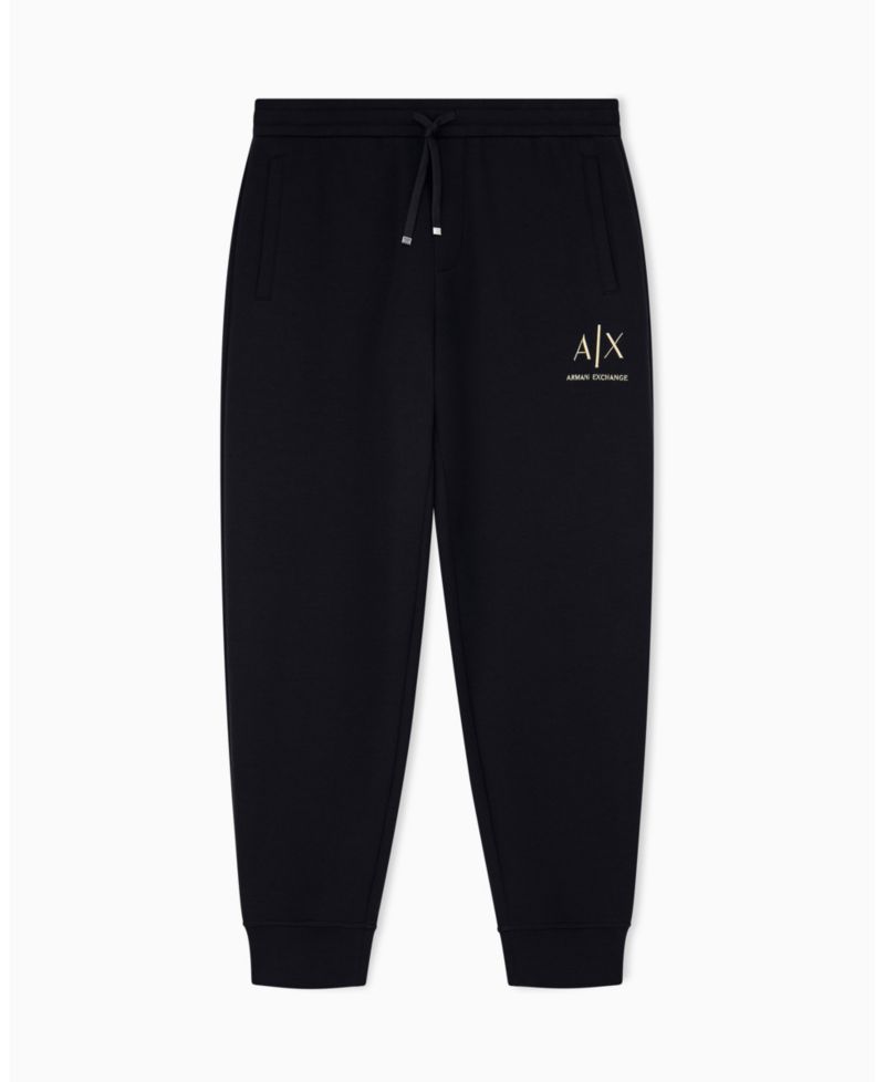 Men's Black And Gold Bonded Cotton Jogger