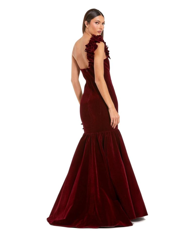 Women's One-Shoulder Velvet Mermaid Gown